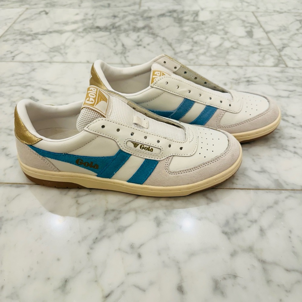 Gola Hawk Sneaker - blue, white, gold - new with out tags and w/o laces - size 8